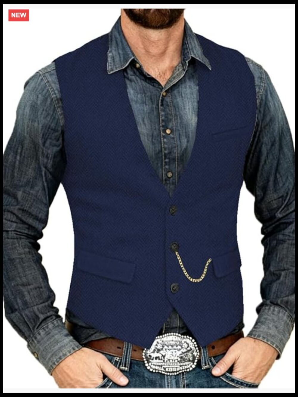 Men's Vintage Herringbone Tweed Vest Wool Blend Waistcoat Single Breasted